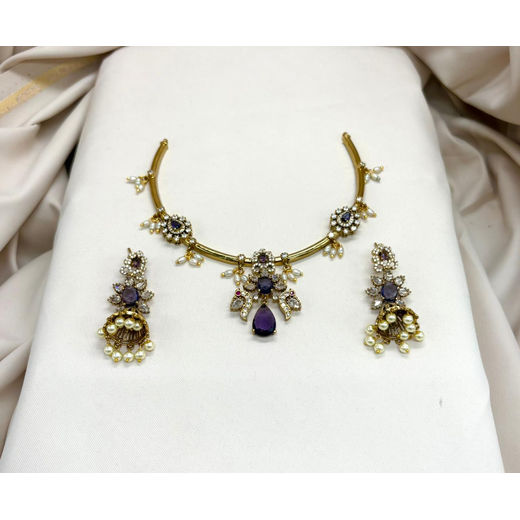 Victorian Purple stone Short Necklace