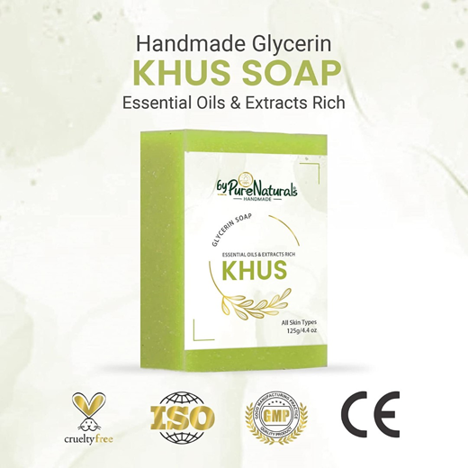 Organic, Mesmerizing, and Natural Glycerin Made Khus Soap For Men Women - Image 2