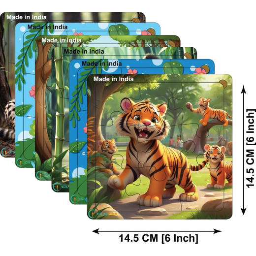 Wild Animal Wooden Puzzle (Pack of 6) - Image 2