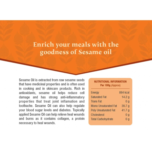 Pragati Natural (Gingelly) Sesame oil 1L (cold pressed) - Image 2