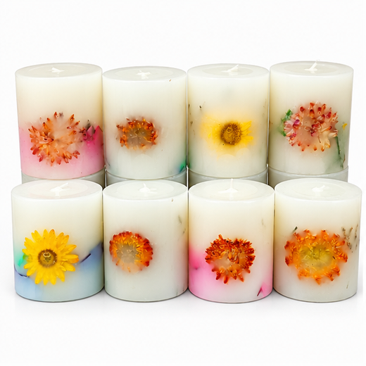 Real Flower Premium Fragrance Piller Aroma Candles (3*2.7 Inch) - 1 Piece 🌼