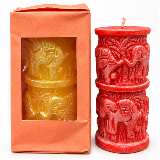 Mix Colour Elephant Design Piller Candle (Size: 6*3 Inch) 🐘 🕯️