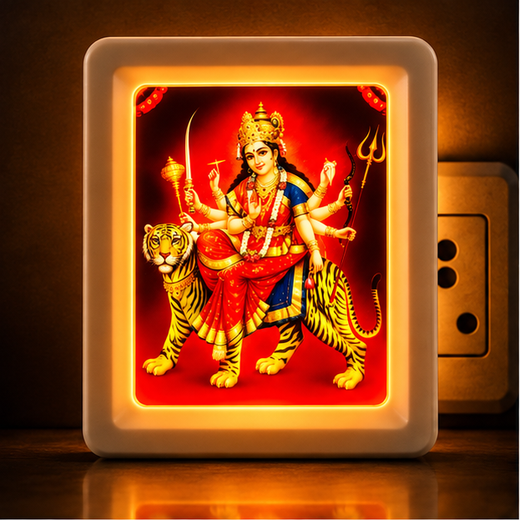 Durga Maa LED 2 Pin Night Lamp (Size: 10*8 Cm)
