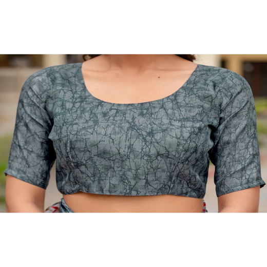 Off White Khadi Printed Saree - Image 2