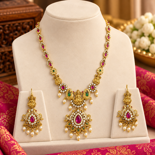 Gold Lord Lakshmi Short Necklace - Image 3