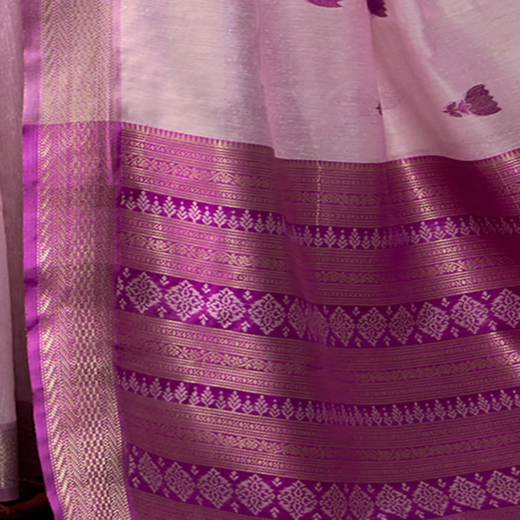 Purple Cotton Woven Saree - Image 2