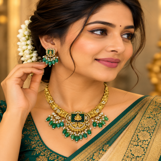 Gold Kanti Necklace Traditional Artificial Jewellery - Image 4