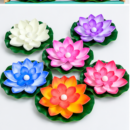 Imported Quality Lotus Flower Floting Water Sensor Candle(6 pc set)- 1 Box