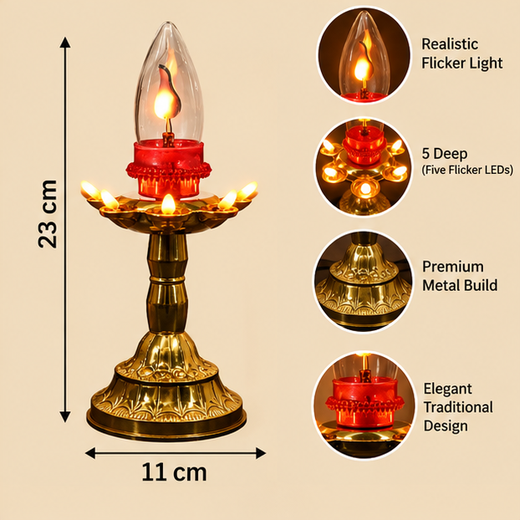 Five Deep Flickering Pooja Stand - Image 4