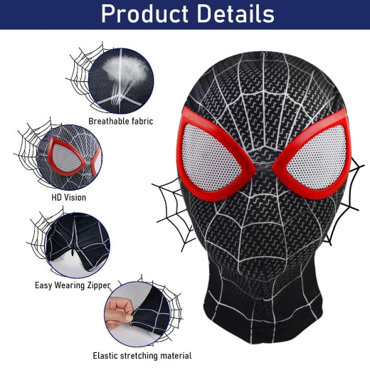 New Black Spidy Anime Cosplay Cloth Mask - Image 4
