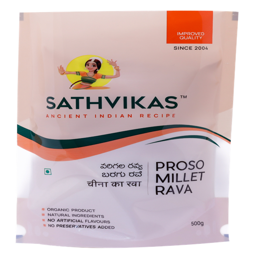 Sathvikas Varigalu / Proso Millet Ravva (500 grams) Pack Of 1.
