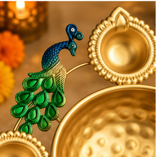 Colourful Peacock Urli (Size: 11.5 Inch) 🦚 - Image 4