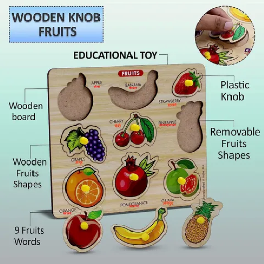Wooden Fruits Shapes Puzzle - Image 4