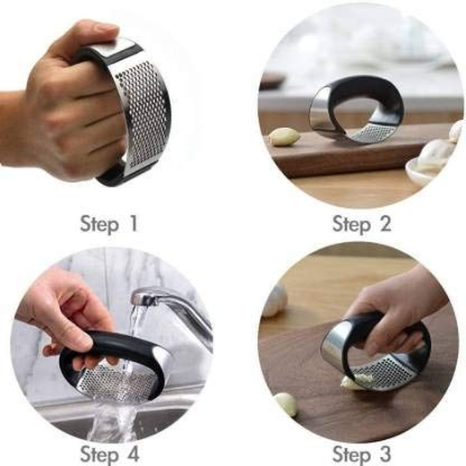 Stainless Steel Garlic Press With Handle - Image 4