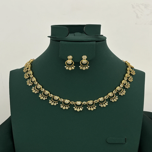Matte finishing Designed With Small stones Short Necklace - Image 4