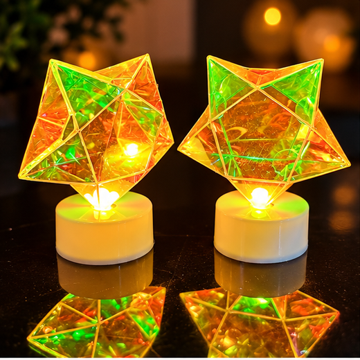 24 Piece Box Rainbow Colour Star Design LED Candle 🕯️