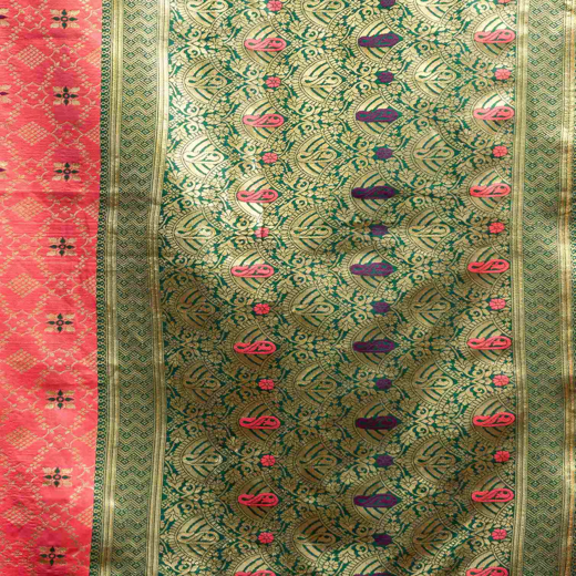 Coral Pink Banarasi Silk Saree - Image 3