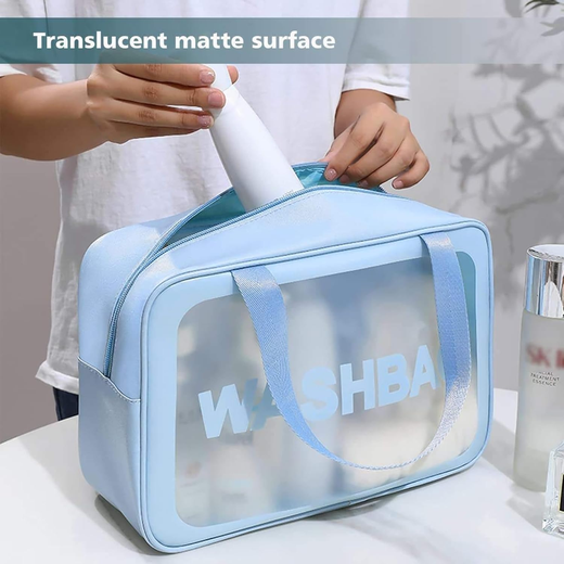 Transparent Travel Toiletry Storage Kit with Handle - Image 3