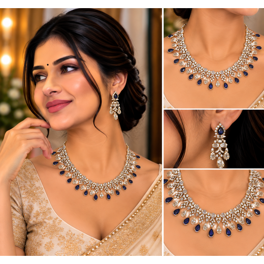 Victorian finishing with Purple stone Short Necklace - Image 4