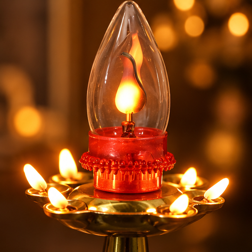 Five Deep Flickering Pooja Stand - Image 3