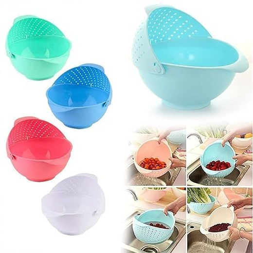 Plastic Washing Bowl for Washing Vegetables Fruits (Pack of 2) - Image 3