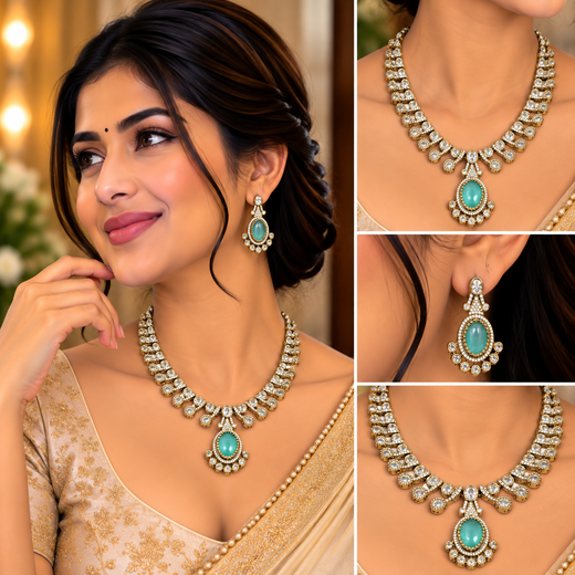 Mint-Green Victorian Short Necklace - Image 4