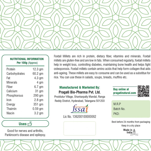 Pragati Natural Foxtail millets (korralu)  1 kg - Image 4