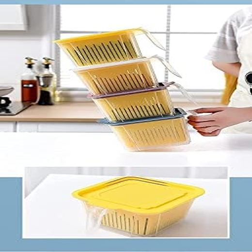 Fridge Storage Box with Drain Basket Set of 4 - Image 3