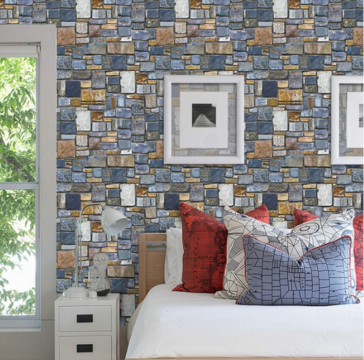 Self Adhesive 3D Brick Stone Pattern Wallpaper