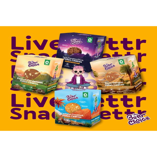 The Bettr Choice Millet Cookies Combo Pack: Dates, Cashew Coconut, Peanut Cardamom & Dark Chocolate-No Maida, Gluten Free, No Added Refined Sugar, No Trans Fat, No Wheat -Healthy Snack-4 Pack - Image 4