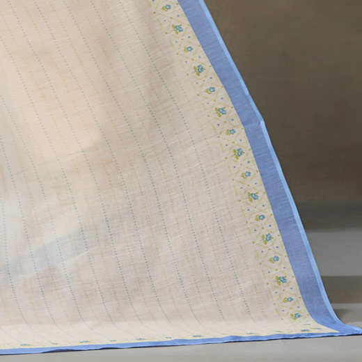 Cream Linen Printed Saree - Image 3