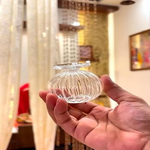 Glass Diya Oil Lamp Round Transparent - Image 4
