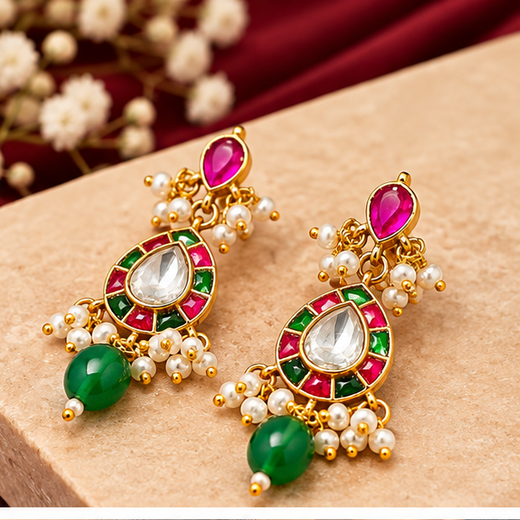 Real Jadau Kundan Earring - Image 2