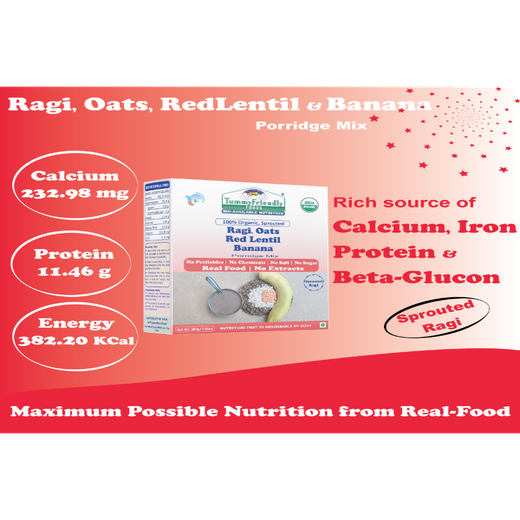 Sprouted Ragi, Oats, Red Lentil, Banana Porridge Mix - Image 2