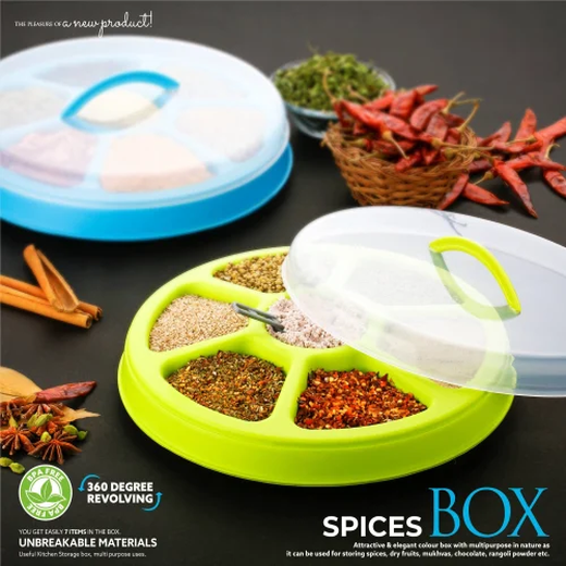 6 in 1 Round Plastic Spice Box - Image 4