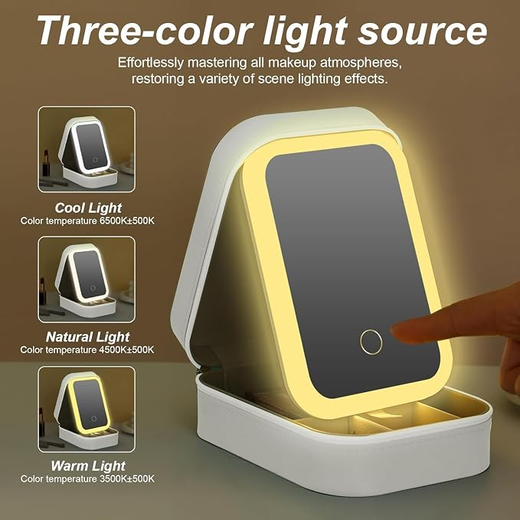 Makeup Box Along With LED Light and Mirror - Image 4