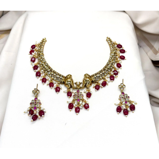 Victorian Red monalisa Beads Kanti