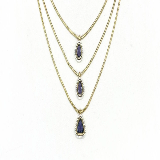 Premium Three layered AD Stones With purple stone Necklace - Image 2