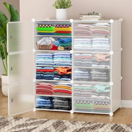 12 Door Plastic Sheet Wardrobe Storage Rack: - Image 3