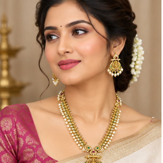 Matte finishing Lord Lakshmi Long Haram - Image 2