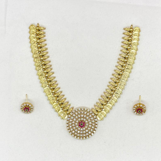 Matte finishing AD stones and lord Lakshmi Short Necklace