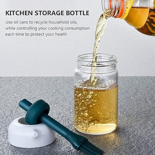 2 In 1 Oil Dispenser Condiment Jar With Silicone Brush - Image 3