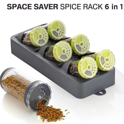 Non-Skid 3 Slanted Tier Hanging 6Jars Spice Rack - Image 4