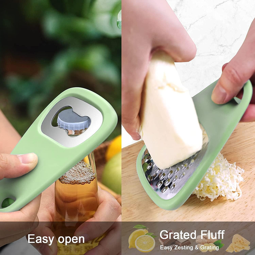 Set of 6 Kitchen Tools, Camping Kitchen Gadgets Cheese Grater, Pizza Cutter, Bottle Opener, Vegetable Peeler, Garlic Grinder Herb Stripper - Image 2