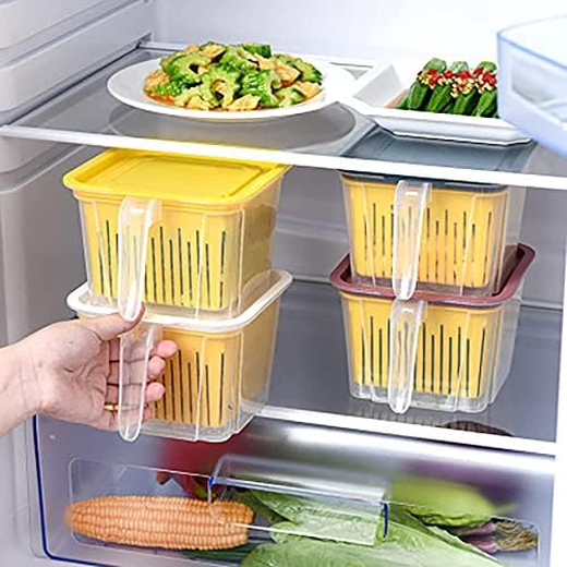 Fridge Storage Box with Drain Basket Set of 4 - Image 4