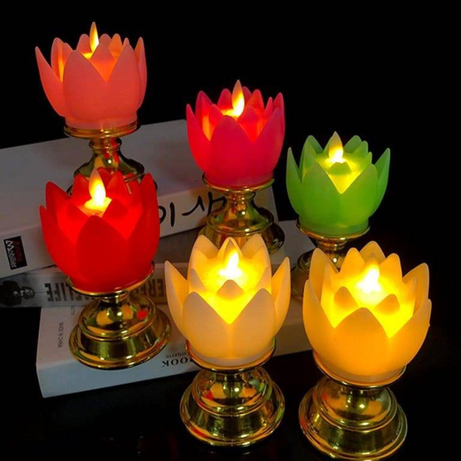 Big Flickering Lotus Candle with stand 🪷✨