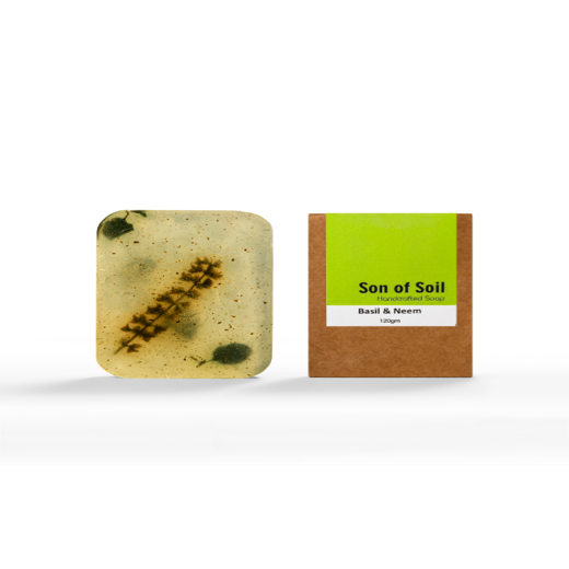 Handmade Soap with Neem and Basil for Glowing Skin and Anti Pimple and Acne| Natural Anti Bacterial Soap| No Colours| No Parabens 120gm each (Pack of 5) - Image 4