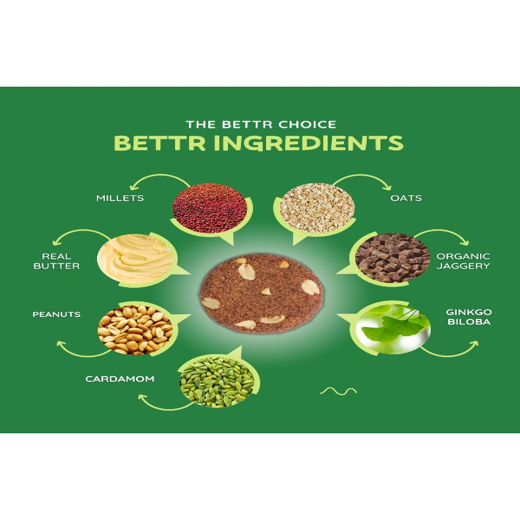 The Bettr Choice Peanut Cardamom Millet Cookies - 100% Whole Grain Blend with Organic Jaggery, Ginkgo Biloba, Dark Couverture Chocolate, No Added Refined Sugar.A Nutrient-Rich Delight - 2 Pack - Image 3