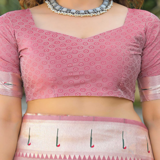 Mauve Silk Woven Paithani Saree - Image 2