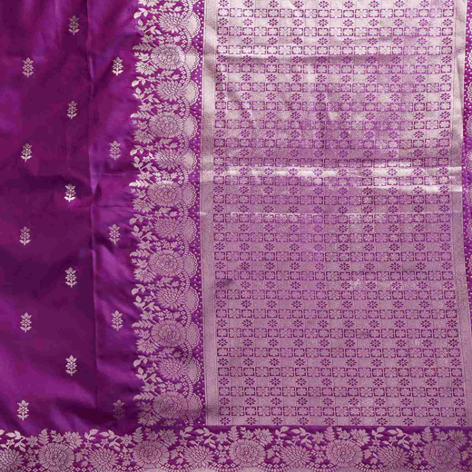 Purple Silk Woven Banarasi Saree - Image 3
